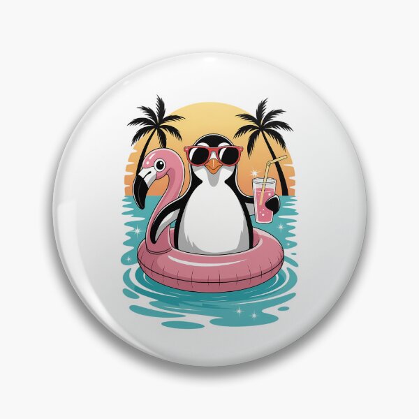 Item preview, Penguin Hawaiian Flamingo Float Beach Summer designed and sold by Moon-Ape.