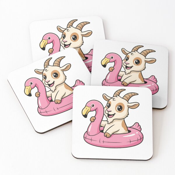 Item preview, Cute Kawaii Goat on Pink Flamingo Pool Float designed and sold by k3rstman1.