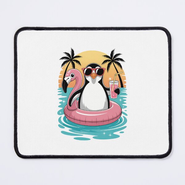 Item preview, Penguin Hawaiian Flamingo Float Beach Summer designed and sold by Moon-Ape.