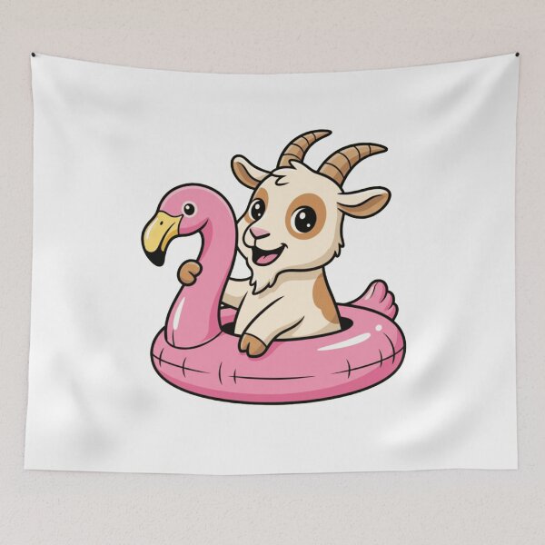 Item preview, Cute Kawaii Goat on Pink Flamingo Pool Float designed and sold by k3rstman1.