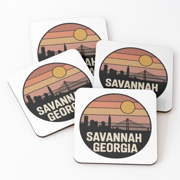 Item preview, Savannah Georgia: Retro Warm Sunset Skyline Badge designed and sold by CircinusStore.