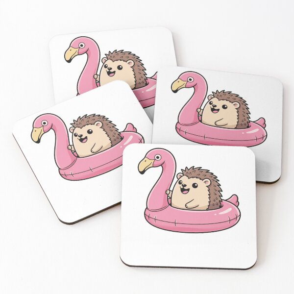 Item preview, Kawaii Hedgehog on Pink Flamingo Pool Float designed and sold by k3rstman1.