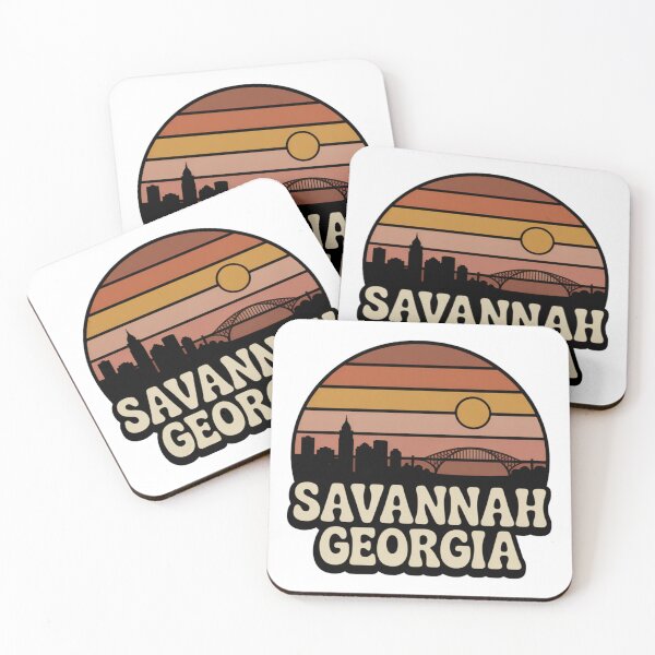 Item preview, Savannah Georgia: Earthy Sunset Skyline Badge designed and sold by CircinusStore.