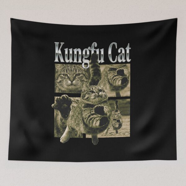 Item preview, Retro Kung Fu Cat Vintage Bootleg Style Funny Meme Cat designed and sold by Bongocomic.