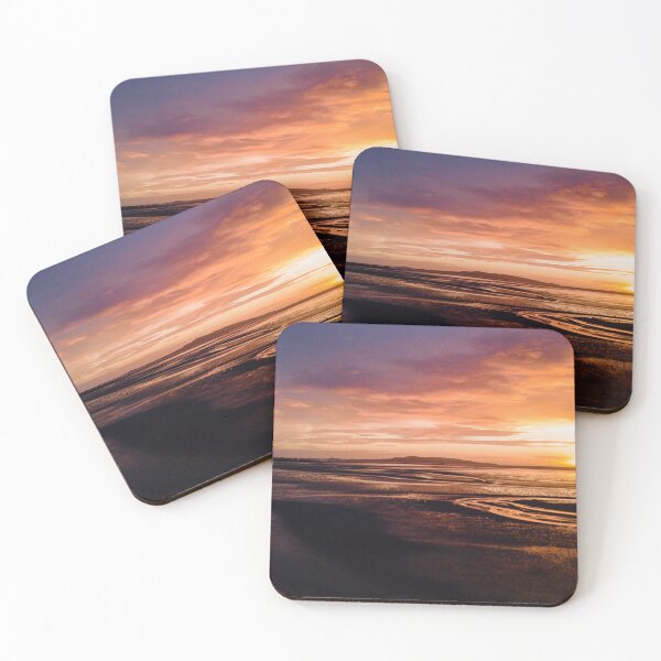 Item preview, Dublin Bay Sunrise with Poolbeg Towers Silhouette – Ireland Coastal Photography Print designed and sold by Martindoran.