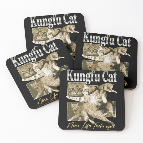 Item preview, Kung Fu Cat Nine Life Technique Retro 90s Style Funny Meme Cat designed and sold by Bongocomic.