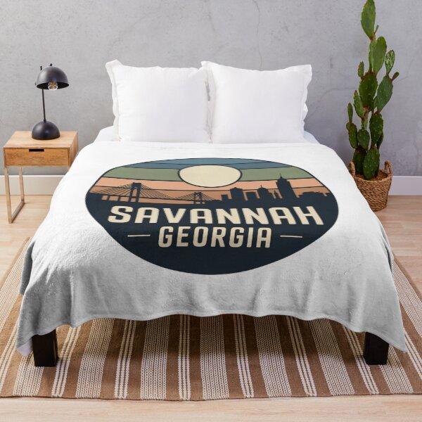 Item preview, Savannah Georgia: Retro Muted Earthy Sunset Skyline Badge designed and sold by CircinusStore.
