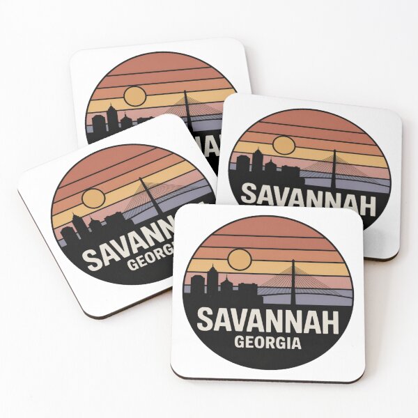 Item preview, Savannah Georgia: Retro Multicolor Sunset Skyline Badge designed and sold by CircinusStore.