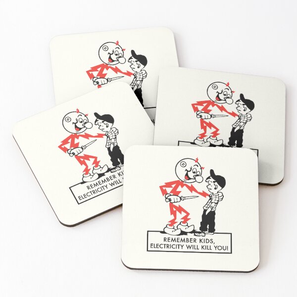 Item preview, Remember kids, electricity will kill you! - vintage Reddy Kilowatt - colour print designed and sold by retropetrol.