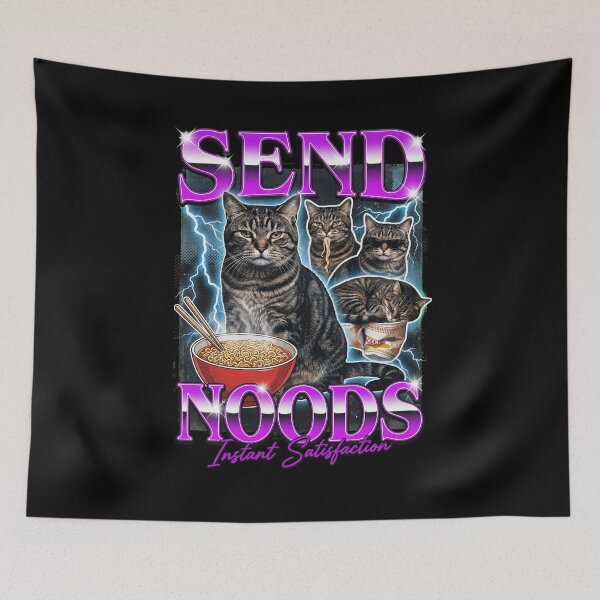 Item preview, Send Noods Funny Retro Cat Ramen Aesthetic Bootleg Style Funny designed and sold by Bongocomic.
