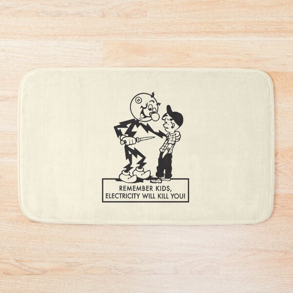 Item preview, Remember kids, electricity will kill you! - vintage Reddy Kilowatt - black print designed and sold by retropetrol.