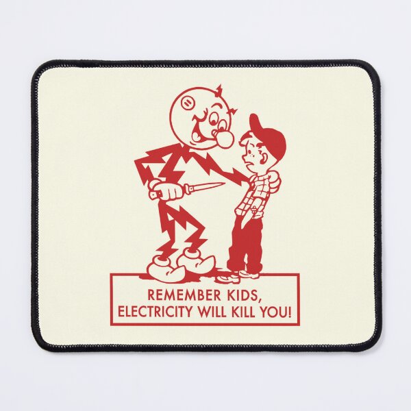 Item preview, Remember kids, electricity will kill you! - vintage Reddy Kilowatt - red print designed and sold by retropetrol.