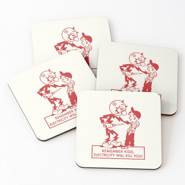 Item preview, Remember kids, electricity will kill you! - vintage Reddy Kilowatt - red print designed and sold by retropetrol.