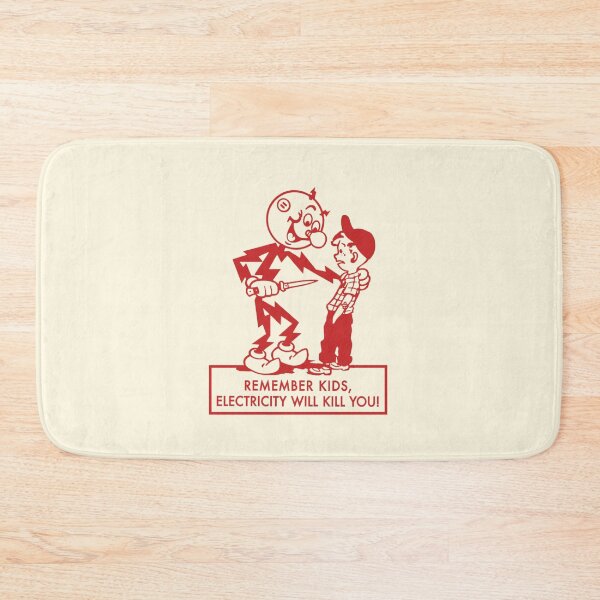Item preview, Remember kids, electricity will kill you! - vintage Reddy Kilowatt - red print designed and sold by retropetrol.