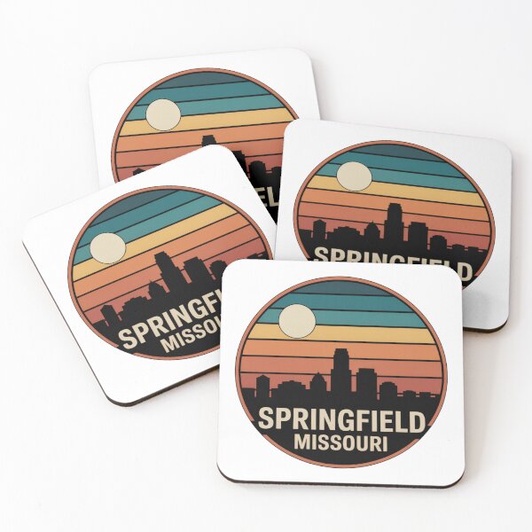 Item preview, Springfield Missouri: Retro Blue Orange Sunset Skyline Badge designed and sold by CircinusStore.