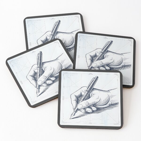 Item preview, Vintage Fountain Pen Writing Hand – Engraving Style Illustration Design designed and sold by ArcticFoxStudio.