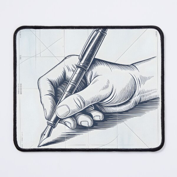 Item preview, Vintage Fountain Pen Writing Hand – Engraving Style Illustration Design designed and sold by ArcticFoxStudio.