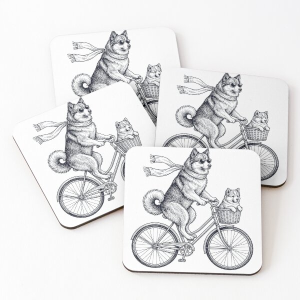 Item preview, Vintage Icelandic Sheepdog Riding Bike Bicycle Cycling Dog Lover designed and sold by DoodleTortle.
