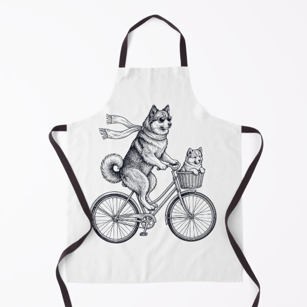Item preview, Vintage Icelandic Sheepdog Riding Bike Bicycle Cycling Dog Lover designed and sold by DoodleTortle.