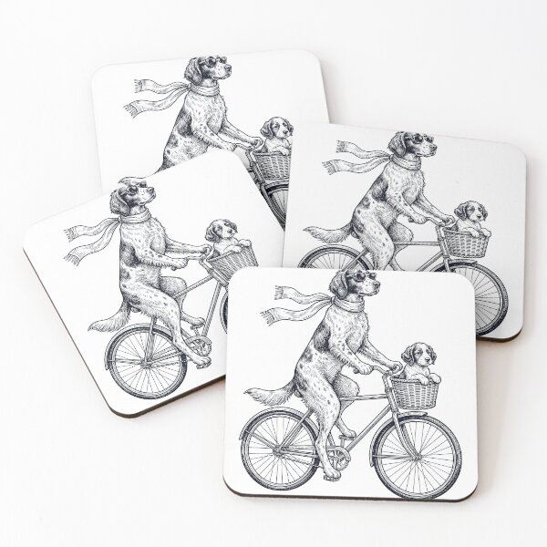 Item preview, Vintage Irish Red And White Setter Riding Bike Bicycle Cycling Dog Lover designed and sold by DoodleTortle.