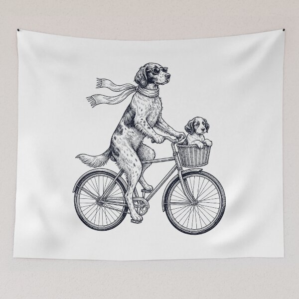 Item preview, Vintage Irish Red And White Setter Riding Bike Bicycle Cycling Dog Lover designed and sold by DoodleTortle.
