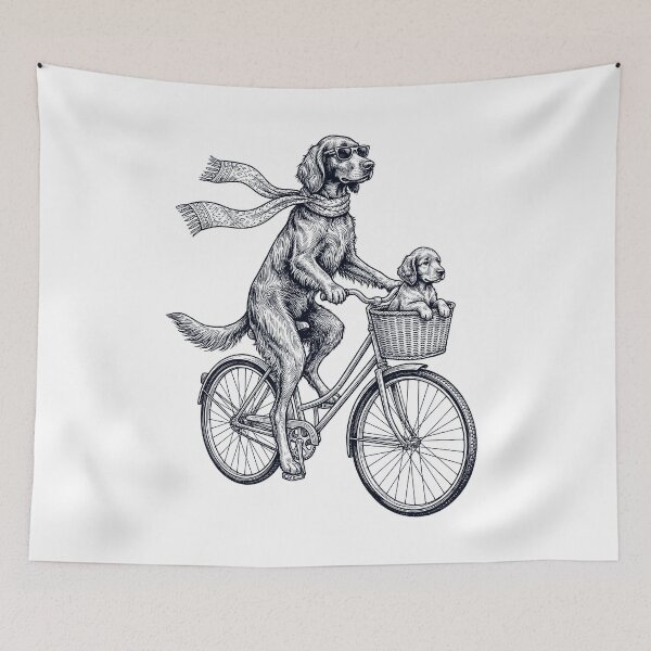 Item preview, Vintage Irish Setter Riding Bike Bicycle Cycling Dog Lover designed and sold by DoodleTortle.