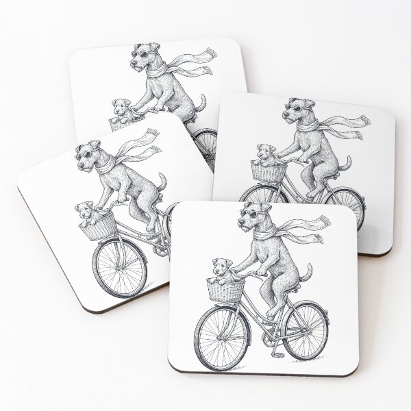 Item preview, Vintage Irish Terrier Riding Bike Bicycle Cycling Dog Lover designed and sold by DoodleTortle.