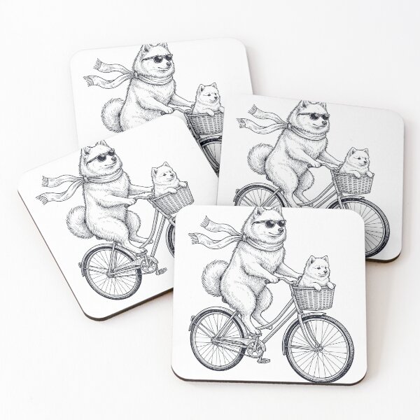 Item preview, Vintage Japanese Spitz Riding Bike Bicycle Cycling Dog Lover designed and sold by DoodleTortle.