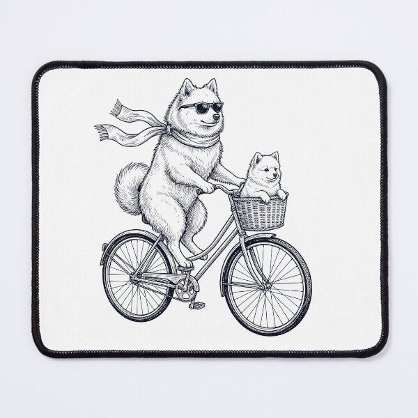Item preview, Vintage Japanese Spitz Riding Bike Bicycle Cycling Dog Lover designed and sold by DoodleTortle.