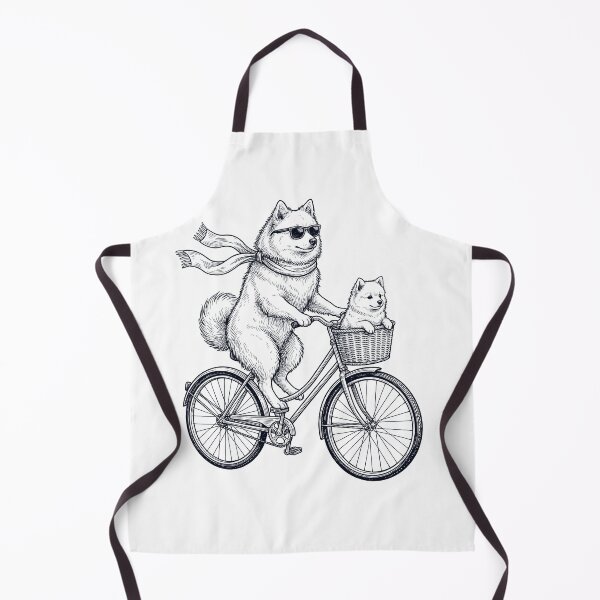 Item preview, Vintage Japanese Spitz Riding Bike Bicycle Cycling Dog Lover designed and sold by DoodleTortle.
