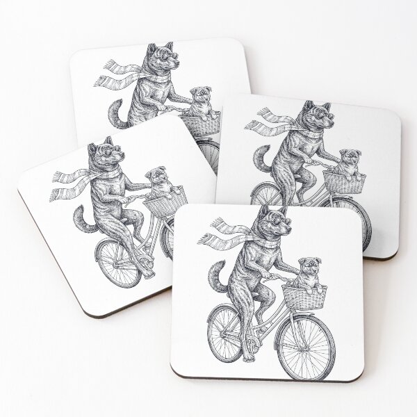 Item preview, Vintage Kai Ken Riding Bike Bicycle Cycling Dog Lover designed and sold by DoodleTortle.