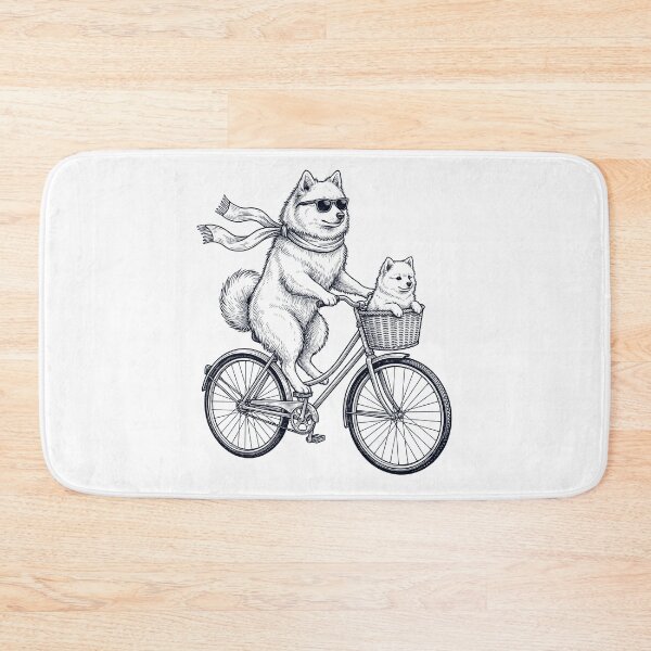 Item preview, Vintage Japanese Spitz Riding Bike Bicycle Cycling Dog Lover designed and sold by DoodleTortle.