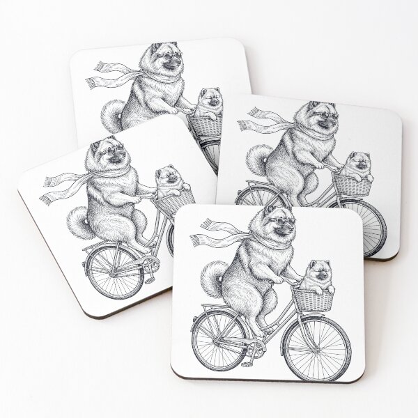 Item preview, Vintage Keeshond Riding Bike Bicycle Cycling Dog Lover designed and sold by DoodleTortle.