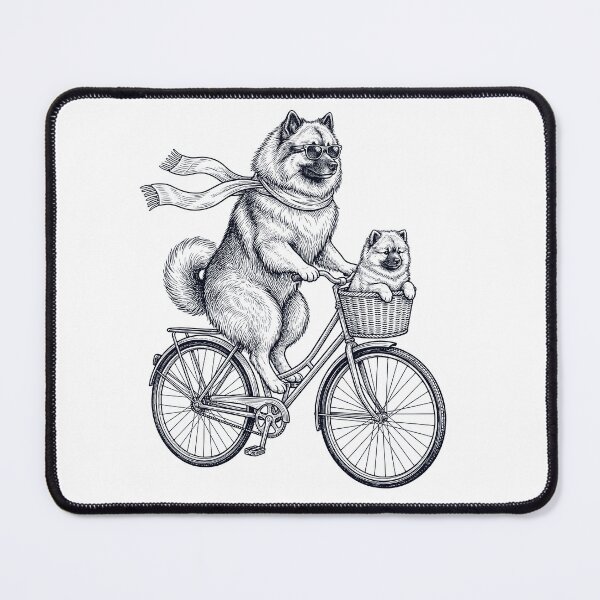 Item preview, Vintage Keeshond Riding Bike Bicycle Cycling Dog Lover designed and sold by DoodleTortle.