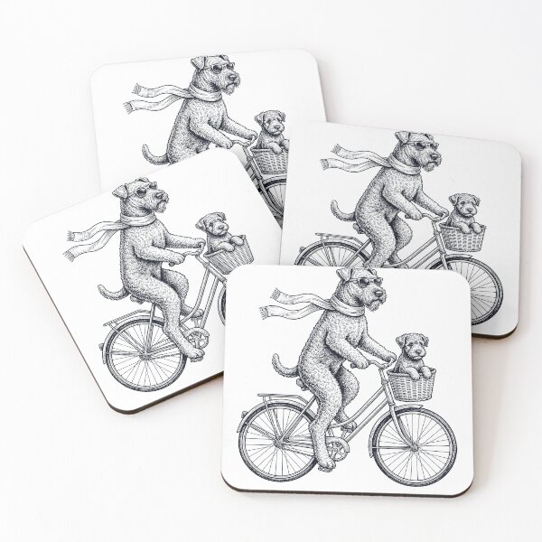Item preview, Vintage Kerry Blue Terrier Riding Bike Bicycle Cycling Dog Lover designed and sold by DoodleTortle.
