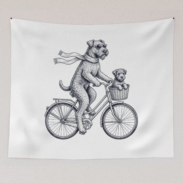 Item preview, Vintage Kerry Blue Terrier Riding Bike Bicycle Cycling Dog Lover designed and sold by DoodleTortle.