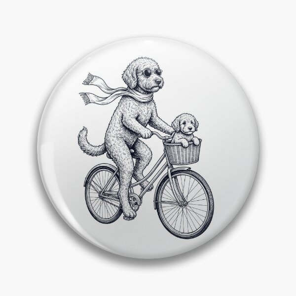 Item preview, Vintage Labradoodle Riding Bike Bicycle Cycling Dog Lover designed and sold by DoodleTortle.