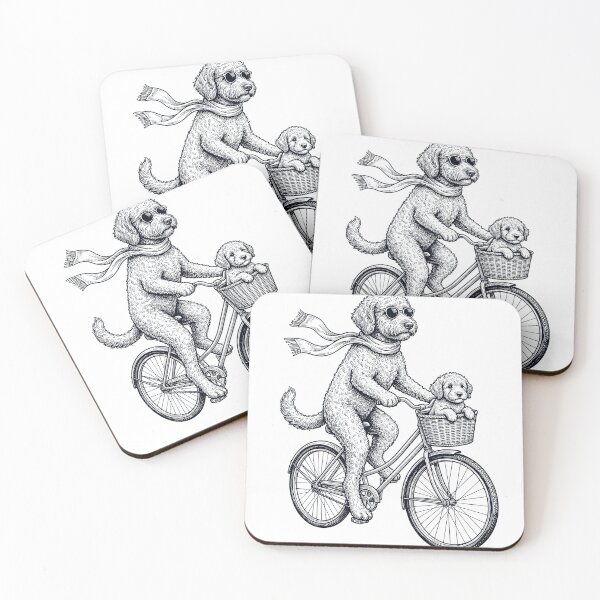 Item preview, Vintage Labradoodle Riding Bike Bicycle Cycling Dog Lover designed and sold by DoodleTortle.