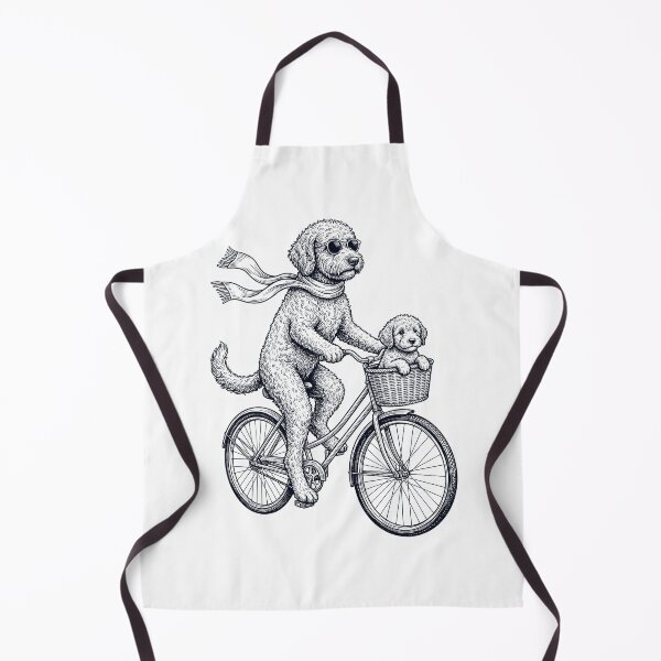 Aperçu de l'œuvre Vélo vintage Labradoodle pour amoureux des chiens créée et vendue par DoodleTortle.