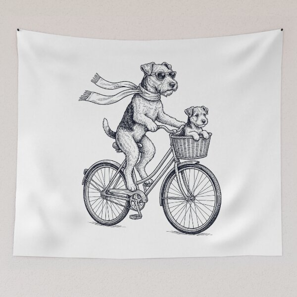 Item preview, Vintage Lakeland Terrier Riding Bike Bicycle Cycling Dog Lover designed and sold by DoodleTortle.