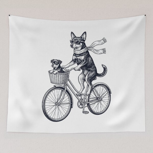 Item preview, Vintage Lancashire Heeler Riding Bike Bicycle Cycling Dog Lover designed and sold by DoodleTortle.