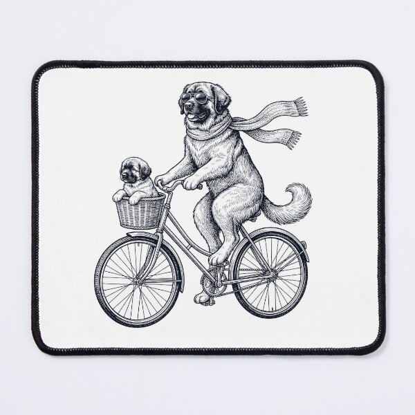 Item preview, Vintage Leonberger Riding Bike Bicycle Cycling Dog Lover designed and sold by DoodleTortle.
