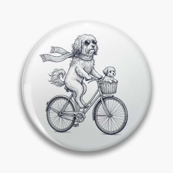 Item preview, Vintage Lowchen Riding Bike Bicycle Cycling Dog Lover designed and sold by DoodleTortle.