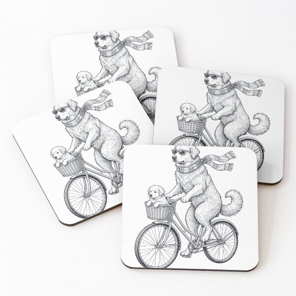 Item preview, Vintage Maremma Sheepdog Riding Bike Bicycle Cycling Dog Lover designed and sold by DoodleTortle.