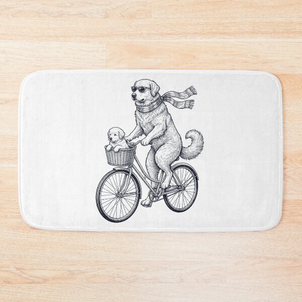 Item preview, Vintage Maremma Sheepdog Riding Bike Bicycle Cycling Dog Lover designed and sold by DoodleTortle.