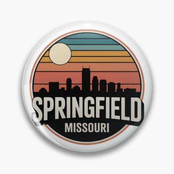 Item preview, Springfield Missouri: Blue Orange Red Sunset Skyline Badge designed and sold by CircinusStore.
