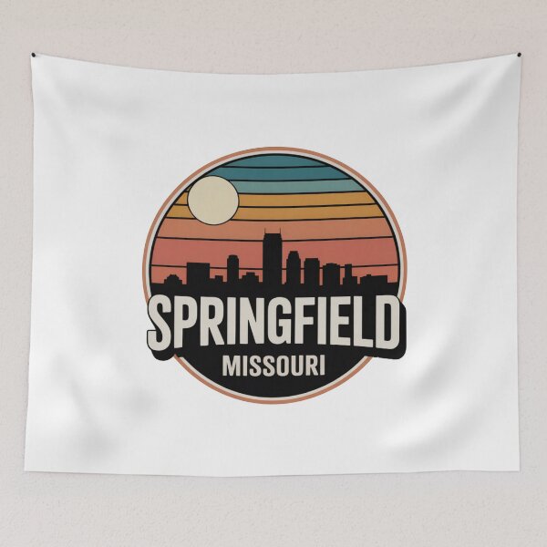 Item preview, Springfield Missouri: Blue Orange Red Sunset Skyline Badge designed and sold by CircinusStore.