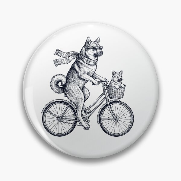 Item preview, Vintage Norwegian Buhund Riding Bike Bicycle Cycling Dog Lover designed and sold by DoodleTortle.