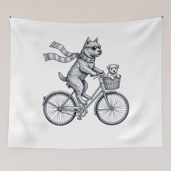 Item preview, Vintage Norwich Terrier Riding Bike Bicycle Cycling Dog Lover designed and sold by DoodleTortle.