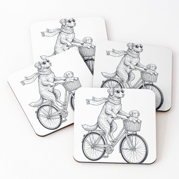 Item preview, Vintage Nova Scotia Duck Tolling Retriever Riding Bike Bicycle Cycling Dog Lover designed and sold by DoodleTortle.